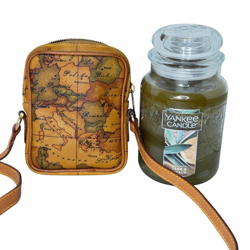Alviero Martini 1A Classe Italy Leather Geo World Map Crossbody Zip Mini Bag - Picture 5 of 15